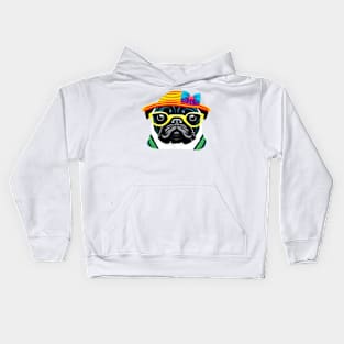 pug with hat Kids Hoodie